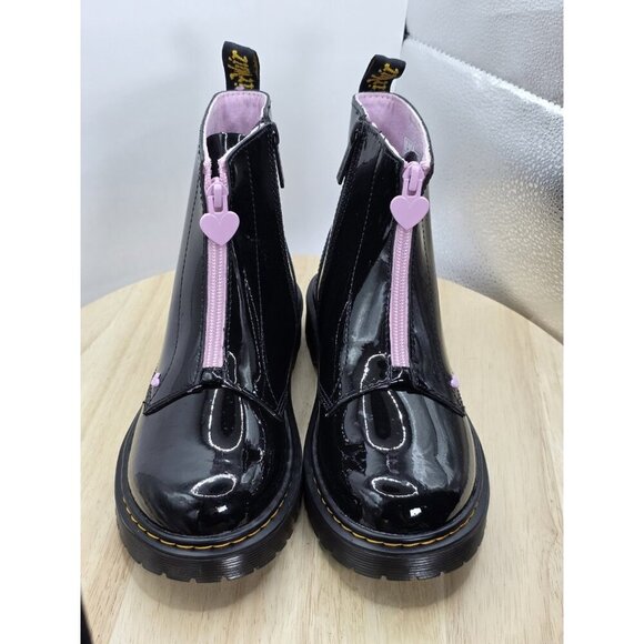 Dr Martens 1460 Y Bex Heart Zip Black Patent Leather Zip Ankle Boots Size US 5 - Picture 4 of 9